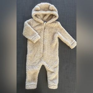 Fuzzy onesie w/ open hands & feet